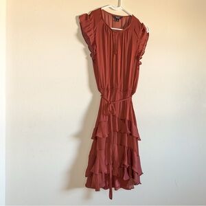 Simply Vera Vera Wang Ruffled Dress in Clay Burnt Orange